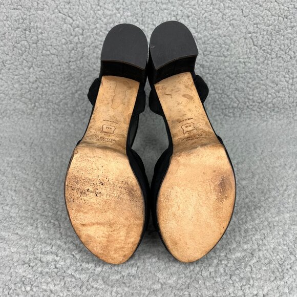 Stuart Weitzman Real Deal Sandal Heels Womens 5 Shoes Black Suede Platform Strap - Picture 7 of 12